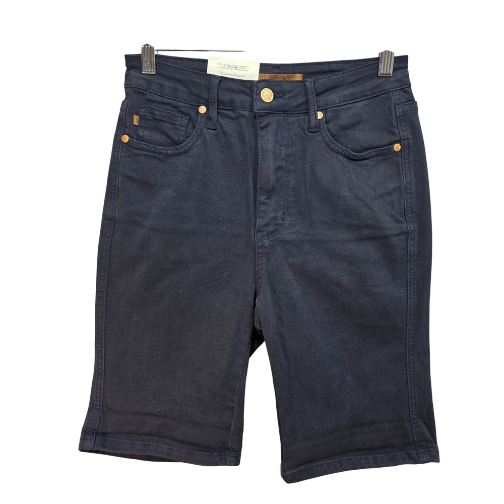 New Judy Blue Bermuda Shorts Womens M High Rise Denim Stretch Navy Blue Comfort